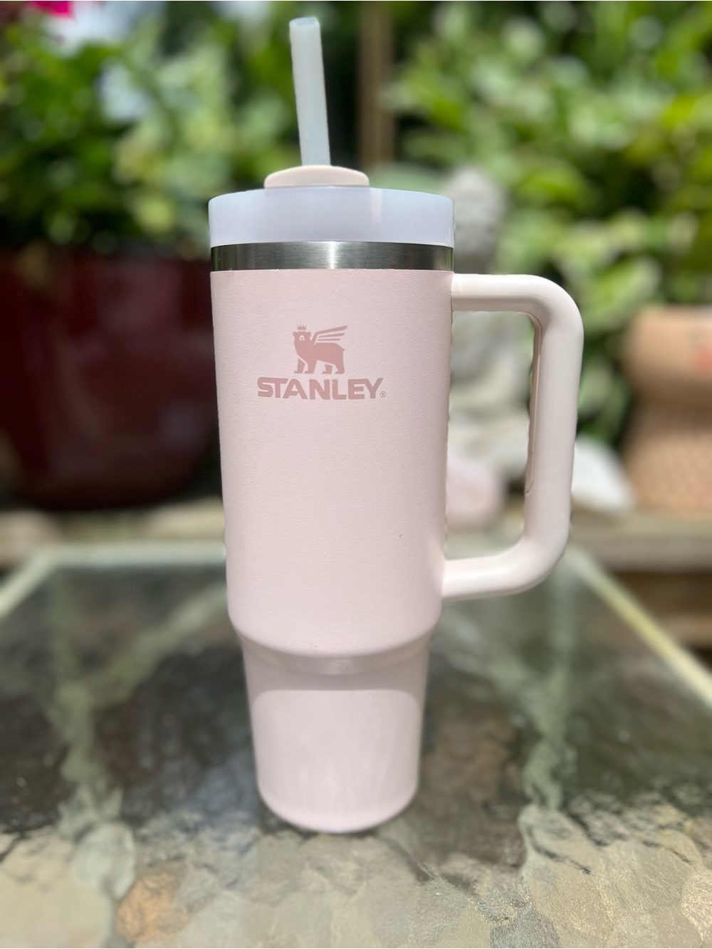 Stanley Light Pink Insulated Travel Tumbler with Handle and Straw